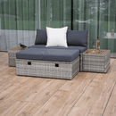 Kerti rattan szett, szürke/természetes/krémszínű, DEBRA