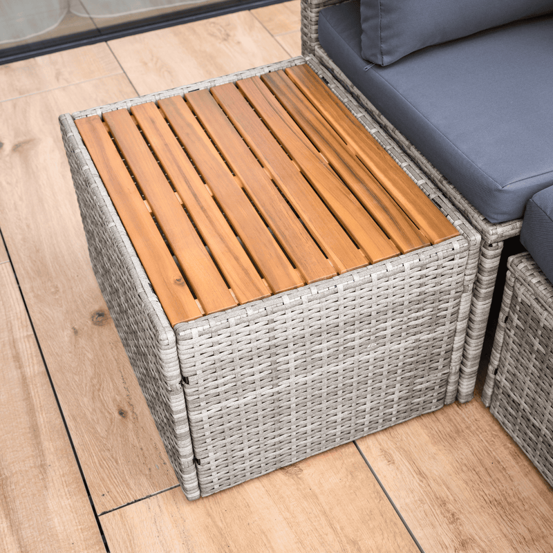 Kerti rattan szett, szürke/természetes/krémszínű, DEBRA