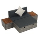 Kerti rattan szett, szürke/természetes/krémszínű, DEBRA