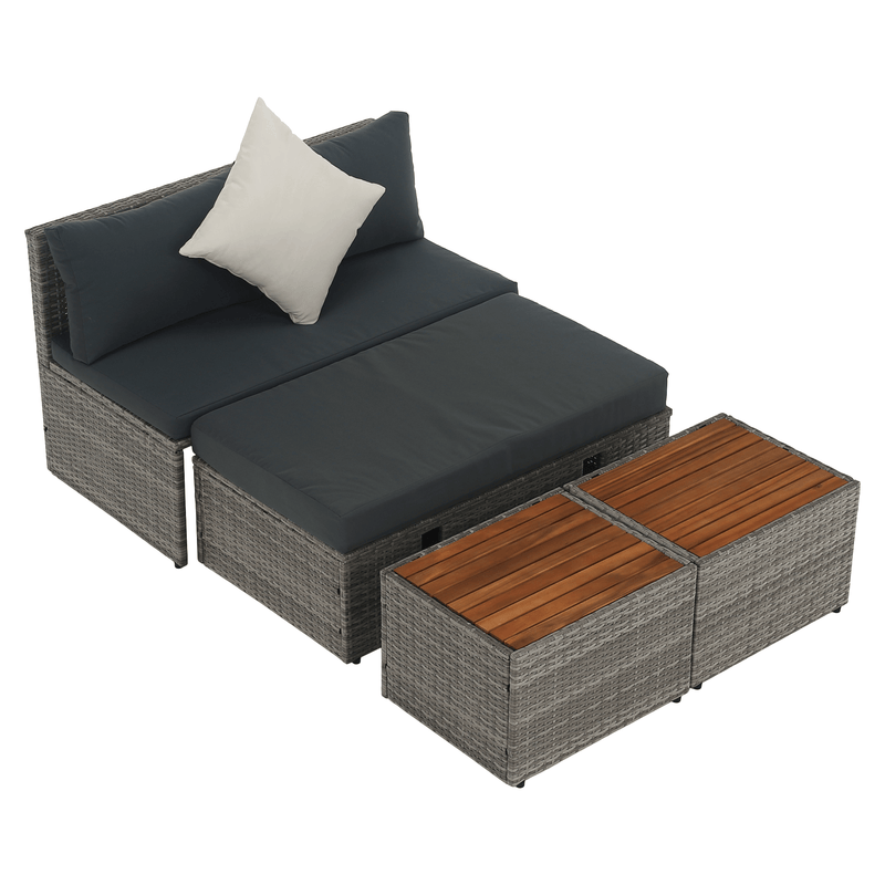 Kerti rattan szett, szürke/természetes/krémszínű, DEBRA