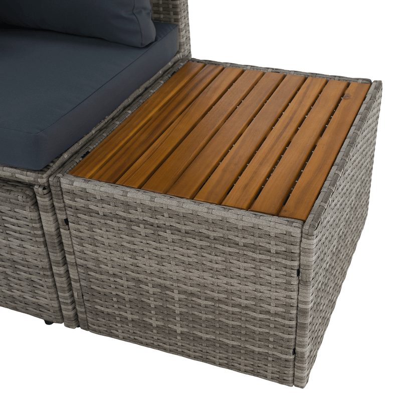 Kerti rattan szett, szürke/természetes/krémszínű, DEBRA