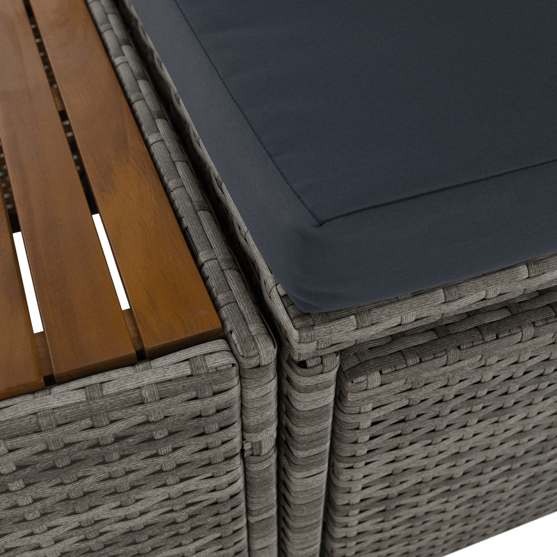 Kerti rattan szett, szürke/természetes/krémszínű, DEBRA