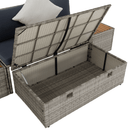 Kerti rattan szett, szürke/természetes/krémszínű, DEBRA