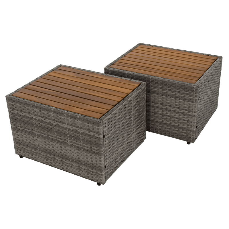 Kerti rattan szett, szürke/természetes/krémszínű, DEBRA