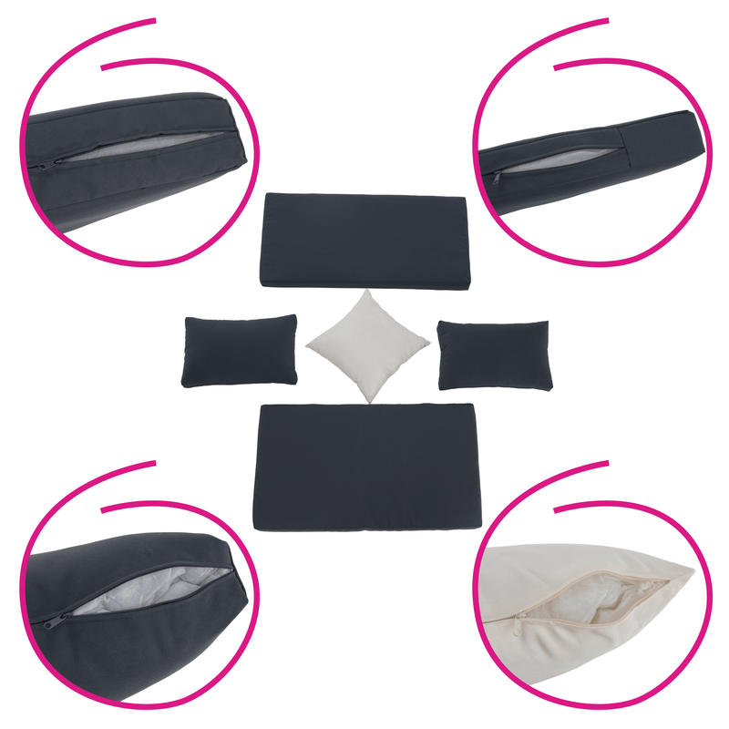 Kerti rattan szett, szürke/természetes/krémszínű, DEBRA