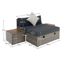 Kerti rattan szett, szürke/természetes/krémszínű, DEBRA