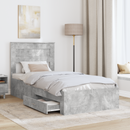 vidaXL Ágykeret fejtámlával fiókkal Beton Szürke 90 x 190 cm Faanyag