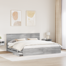 vidaXL Ágykeret fiókkal Szürke Sonoma 200 x 200 cm Mérnöki Fa