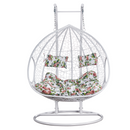 Dupla függőfotel, fehér/virágos minta, DELIA