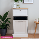 Billenős szekrény szemetes kosárral, fehér/bambusz, DELINS TYP 1