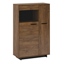 Komód/Vitrin, bolzano tölgy/fekete, balos, DELIS C1