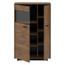 Komód/Vitrin, bolzano tölgy/fekete, balos, DELIS C1