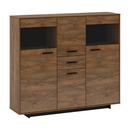 Komód, bolzano tölgy/fekete, DELIS K