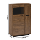 Komód/Vitrin, bolzano tölgy/fekete, balos, DELIS C1