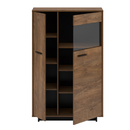 Komód/Vitrin, bolzano tölgy/fekete, jobbos, DELIS C2