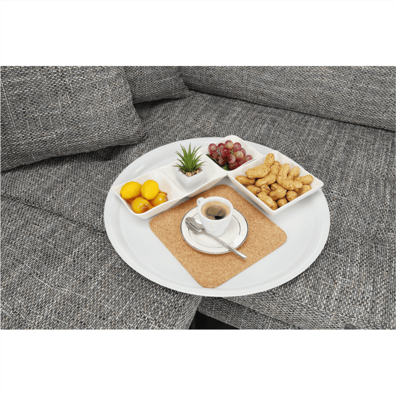 Konzolasztal Kör alakú kerekeken, fehér, DERIN