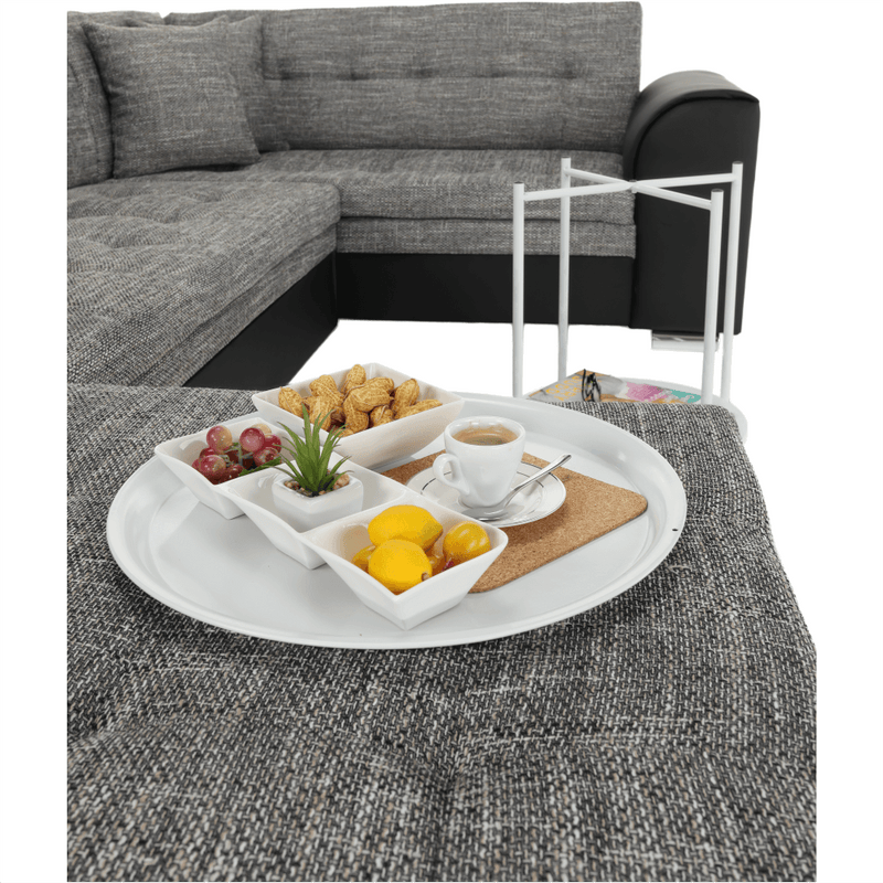 Konzolasztal Kör alakú kerekeken, fehér, DERIN