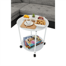 Konzolasztal Kör alakú kerekeken, fehér, DERIN