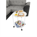 Konzolasztal Kör alakú kerekeken, fehér, DERIN