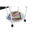 Konzolasztal Kör alakú kerekeken, fehér, DERIN