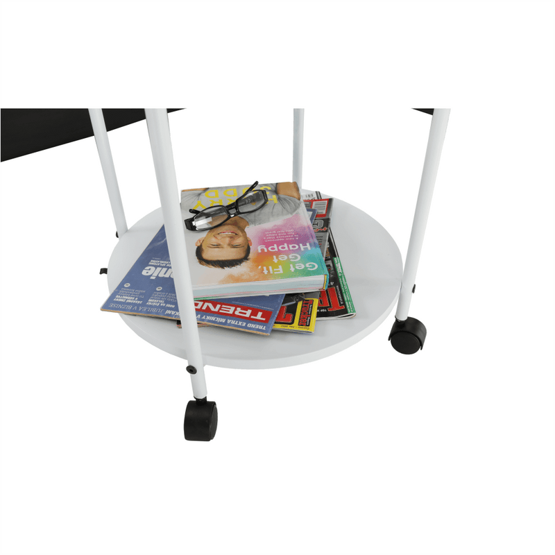 Konzolasztal Kör alakú kerekeken, fehér, DERIN