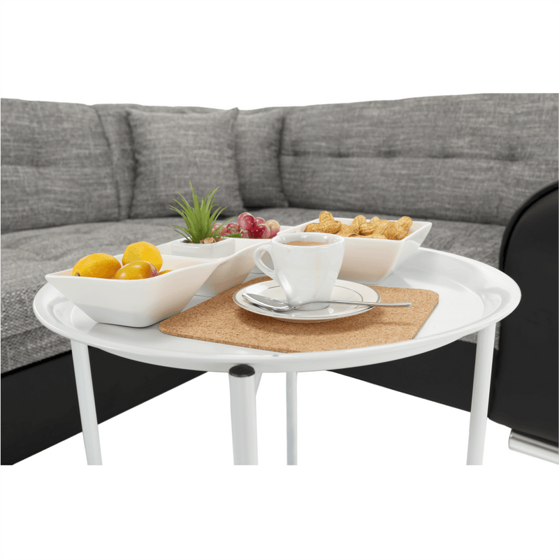 Konzolasztal Kör alakú kerekeken, fehér, DERIN