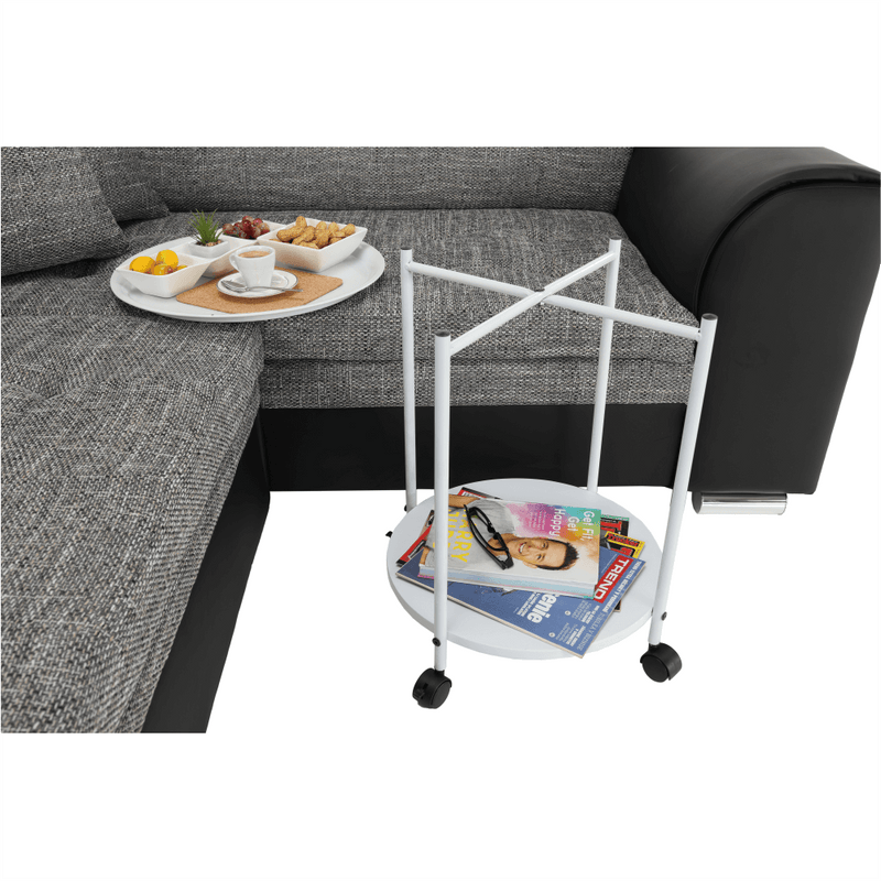 Konzolasztal Kör alakú kerekeken, fehér, DERIN