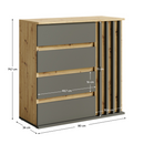 Komód, 1D4s grafit/artisan tölgy, DERIS