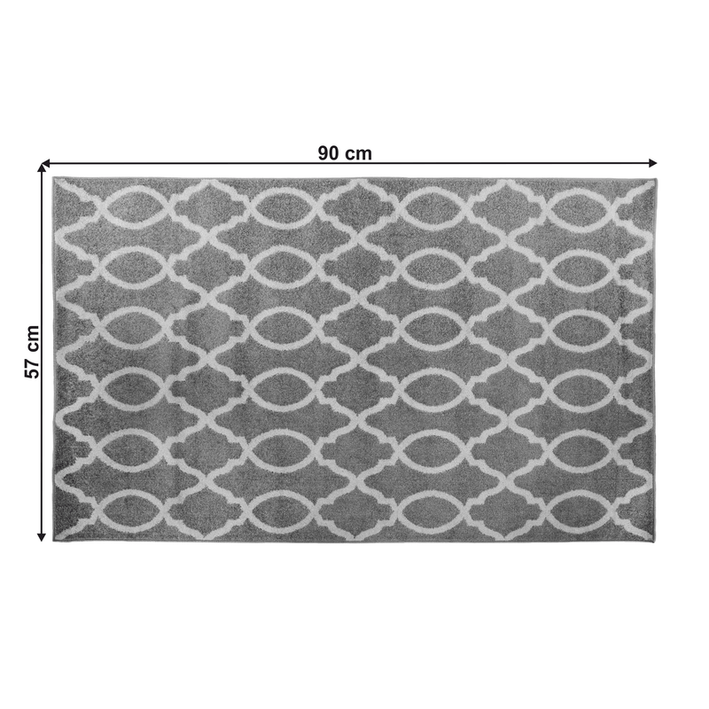 Szőnyeg, világosszürke/minta elefántcsont, 57x90, DESTA