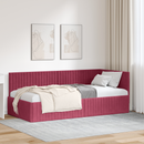 vidaXL Sarokágy keret fejtámlával Bordó 90 cm x 200 cm Bársony