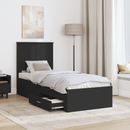 vidaXL Ágykeret fejtámlával Fekete és Ezüst 70 x 190 cm Faanyag