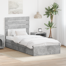 vidaXL Tárolós Ágy fejtámlával Beton Szürke 70 x 190 cm Faanyag