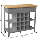 Tálalókocsi polcállvánnyal üvegekhez, sötétszürke/természetes, DILIA