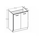 Alsó mosogatószekrény, fehér magasfényű, PRADO 80 ZL 2F BB