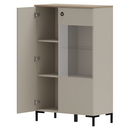 Alacsony vitrin, szürkésbarna Taupe/silverjack tölgy, DOMCA 1D1W/140