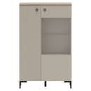 Alacsony vitrin, szürkésbarna Taupe/silverjack tölgy, DOMCA 1D1W/140