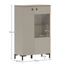 Alacsony vitrin, szürkésbarna Taupe/silverjack tölgy, DOMCA 1D1W/140