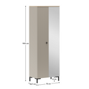 Szekrény tükörrel, szürkésbarna Taupe/silverjack tölgy, DOMCA 2D