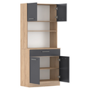 Négyajtós szekrény, artisan tölgy/grafit, DOMIS NEW