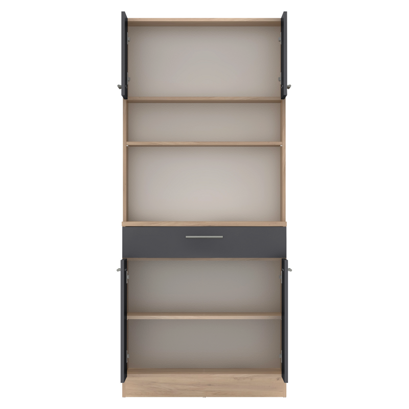 Négyajtós szekrény, artisan tölgy/grafit, DOMIS NEW