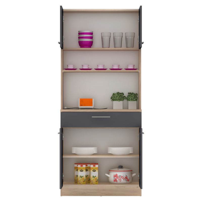 Négyajtós szekrény, artisan tölgy/grafit, DOMIS NEW