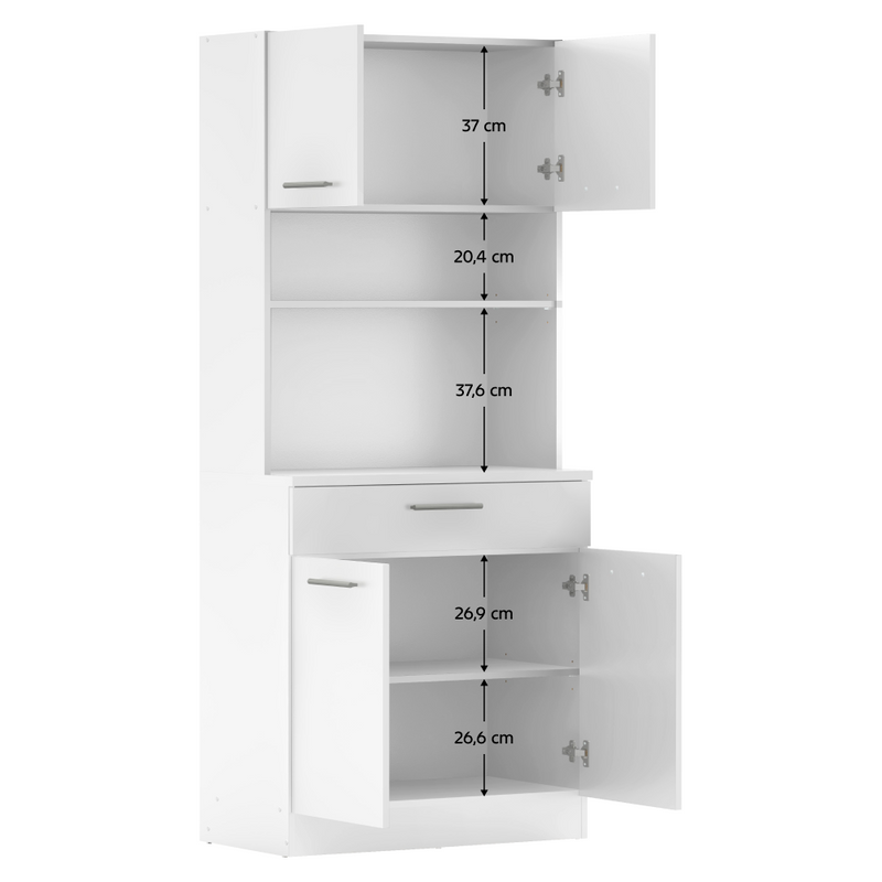 Négyajtós szekrény, fehér, DOMIS NEW