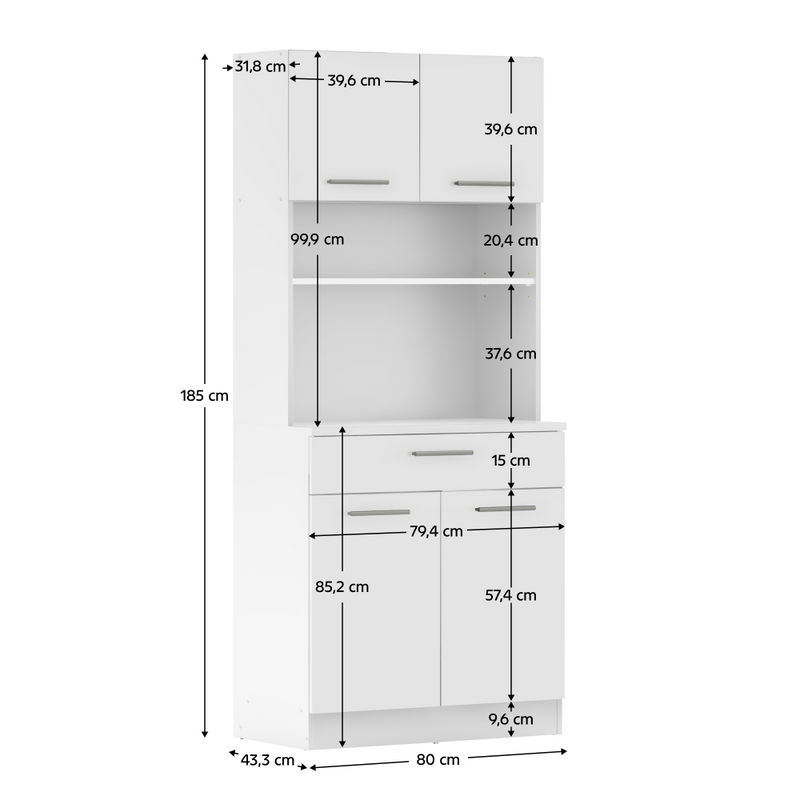 Négyajtós szekrény, fehér, DOMIS NEW