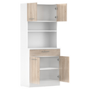 Négyajtós szekrény, fehér/sonoma tölgy, DOMIS NEW