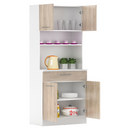 Négyajtós szekrény, fehér/sonoma tölgy, DOMIS NEW