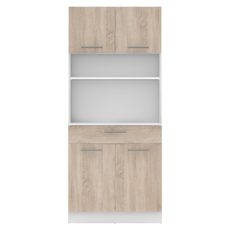 Négyajtós szekrény, fehér/sonoma tölgy, DOMIS NEW