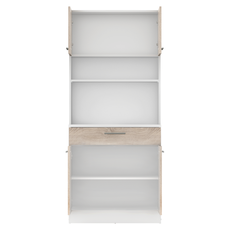 Négyajtós szekrény, fehér/sonoma tölgy, DOMIS NEW