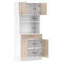 Négyajtós szekrény, fehér/sonoma tölgy, DOMIS NEW