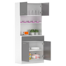 Négyajtós szekrény, fehér/grafit, DOMIS NEW