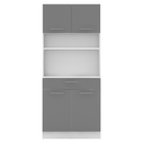 Négyajtós szekrény, fehér/grafit, DOMIS NEW